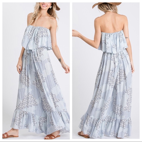 FLORAL PRINT FLOUNCE OFF THE SHOULDER JUMPSUIT - Picture 5 of 9